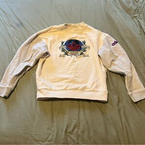 Adidas Men's White and Gray Crewneck Sweater